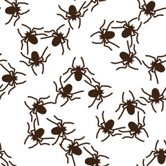 Spider vector seamless pattern on a white background. Insect pattern print on textiles, paper, wrapping paper theme