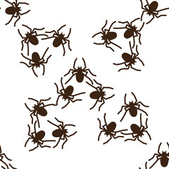 Spider vector seamless pattern on a white background. Insect pattern print on textiles, paper, wrapping paper theme