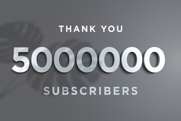 5000000 subscribers celebration greeting banner with Steel Design