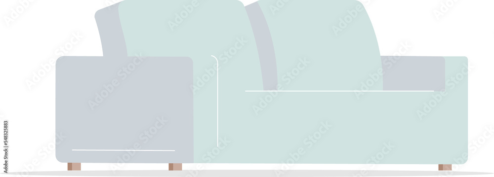Poster minimalist white sofa semi flat color raster object. full sized item on white. modern living space. 