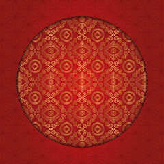 Traditional chinese round pattern frame. Oriental, japanese circle.