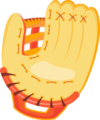 Baseball glove semi flat color  raster object. Sporting equipment. Sports gear. Fitness tool. Full sized item on white. Simple cartoon style illustration for web graphic design and animation