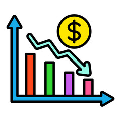 Loss Chart Filled Line Icon