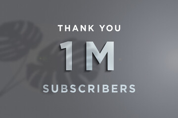1 Millionillion subscribers celebration greeting banner with Steel Design