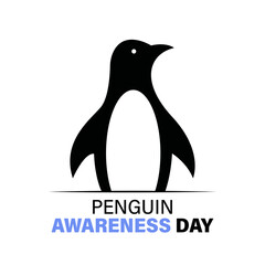 Penguin Awareness Day. Vector card on white background