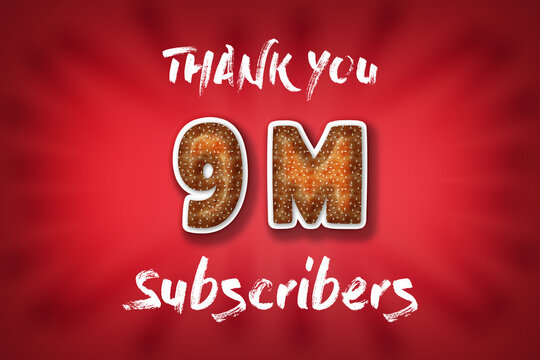 9 Million  subscribers celebration greeting banner with Burger Design