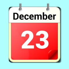 day on the calendar, vector image format, December 23