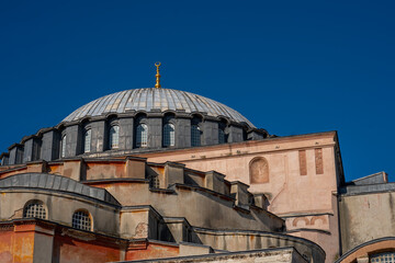 Fototapeta na wymiar Large dome from the outside of Hagia Sophia.Holy Grand Mosque.