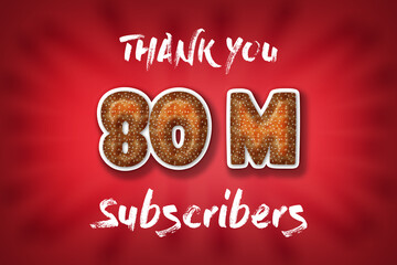 80 Million  subscribers celebration greeting banner with Burger Design