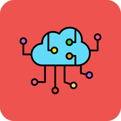 Cloud Computing Multicolor Round Corner Filled Line Icon