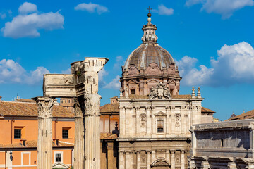 Fototapeta na wymiar Architecture of ancient Roman Forum in Rome, Italy