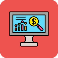 Market Research Multicolor Round Corner Filled Line Icon