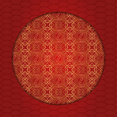 Traditional chinese round pattern frame. Oriental, japanese circle.