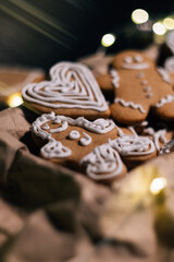 Gingerbread cookies decorated with icing