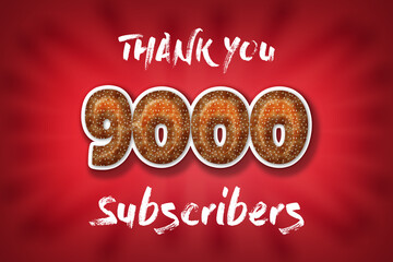 9000 subscribers celebration greeting banner with Burger Design