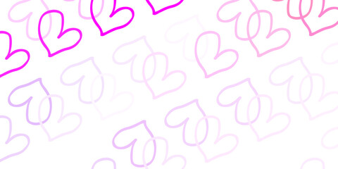 Light Purple, Pink vector pattern with colorful hearts.