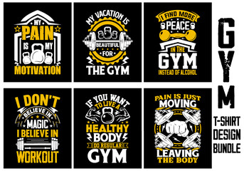 Gym T-shirt design bundle, Gym motivational quote, Workout inspirational t shirt design, Fitness t shirt design