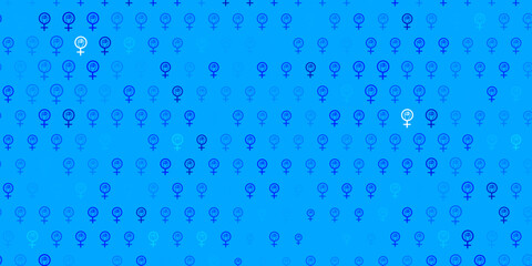 Light BLUE vector backdrop with women power symbols.
