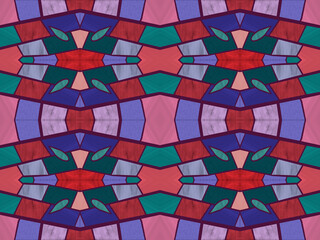 stained glass style geometric pattern in various colors