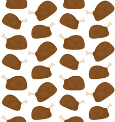 Vector seamless pattern of flat turkey isolated on white background