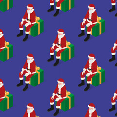 Santa Claus, background with seamless pattern, repeating vector illustration.