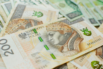 Polish banknotes - paper currency background.