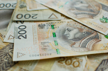 Polish banknotes - paper currency background.