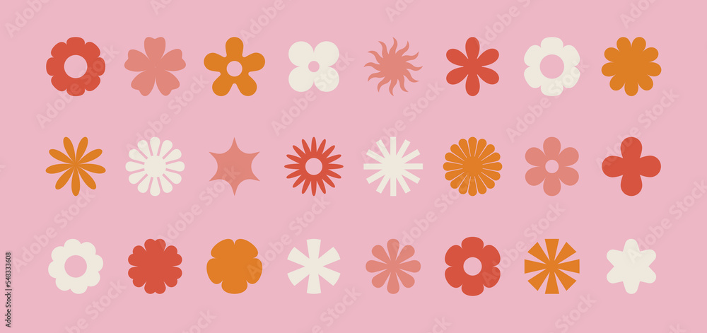 Leinwandbilder Vector set of minimalist design elements, futuristic shapes and geometric figures and stars - abstract background elements for branding, packaging, prints and social media posts
