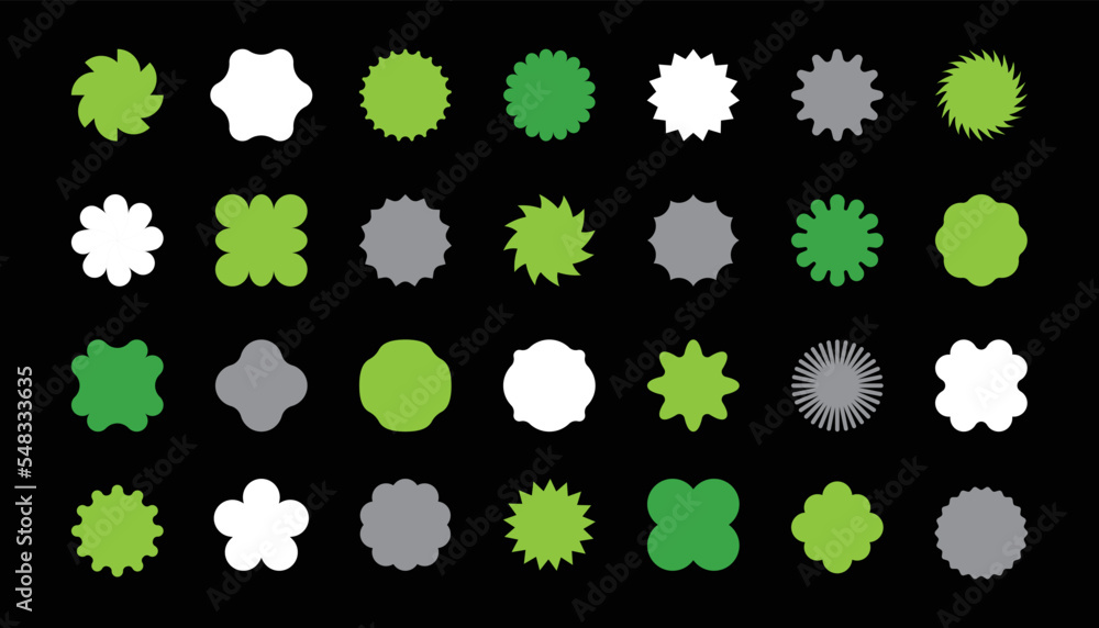 Poster Vector set of minimalist design elements, futuristic shapes and geometric figures and stars - abstract background elements for branding, packaging, prints and social media posts