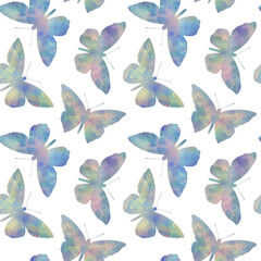 watercolor butterflies, seamless pattern for design. Abstract ornament from colorful butterflies.