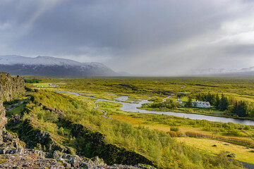 Thingvellir National Park, Iceland: Rift valley between the North American and Eurasian tectonic...