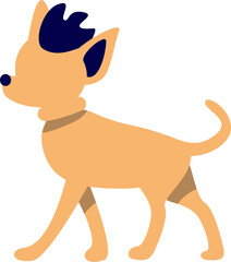 Small dog with stylish hairstyle semi flat color raster character. Punk subculture. Walking figure. Full body animal on white. Simple cartoon style illustration for web graphic design and animation