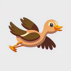 Cute duck bird flying cartoon 2d illustrated icon illustration. animal nature icon concept isolated premium 2d illustrated. flat cartoon style