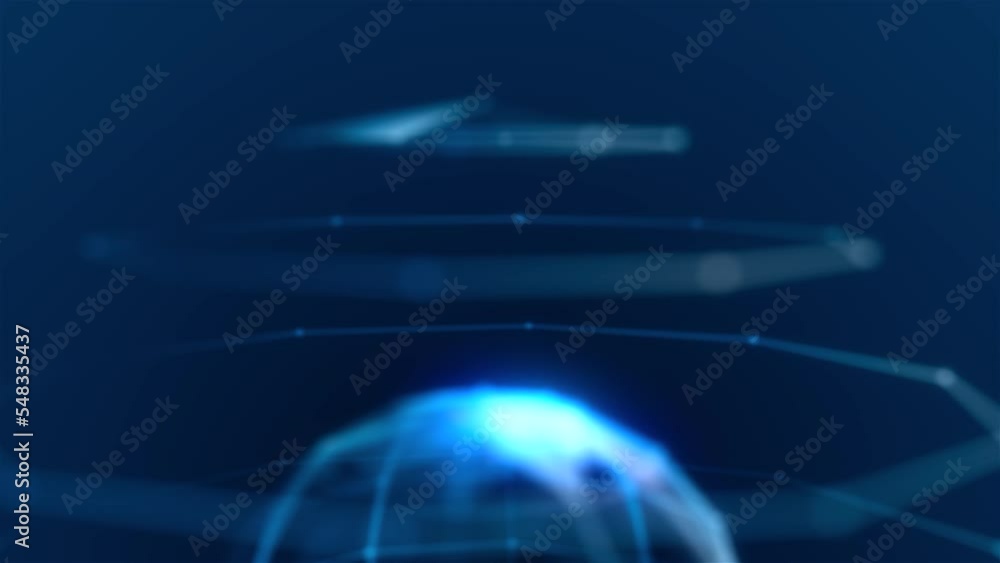 Poster 3d hologram of ball and spheres. motion. virtual hologram of planet with geometric spheres. abstract