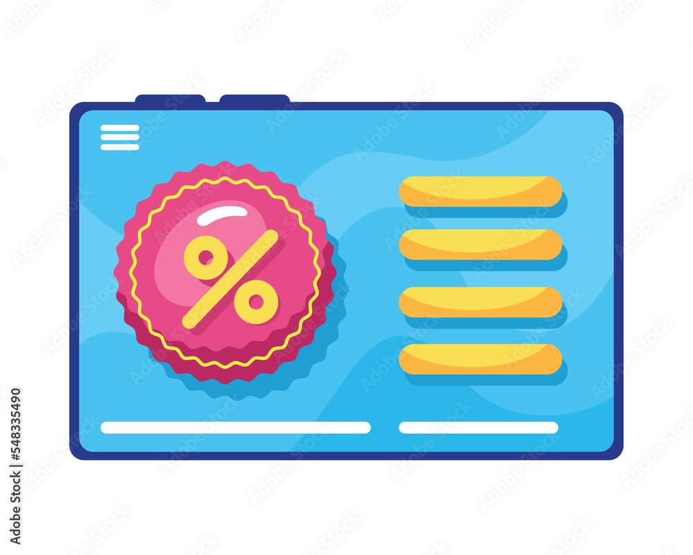 Sticker percent symbol in tablet