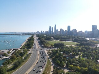 Fototapeta na wymiar City of Chicago, Illinois above lake shore drive, USA