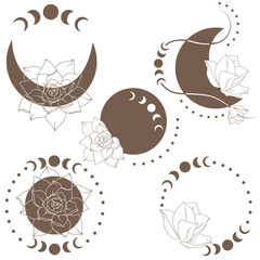 moon and flowers composition svg 