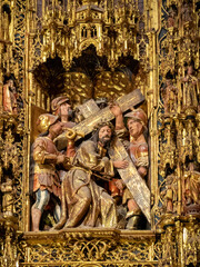 Christ carrying the cross depicted in the altarpiece of Seville Cathedral Main Chapel