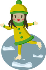 Girl on skates at winter time