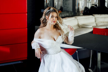 beautiful bride in a wedding dress.girl in a white puffy dress