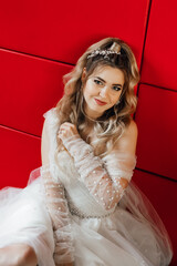 beautiful bride in a wedding dress.girl in a white puffy dress