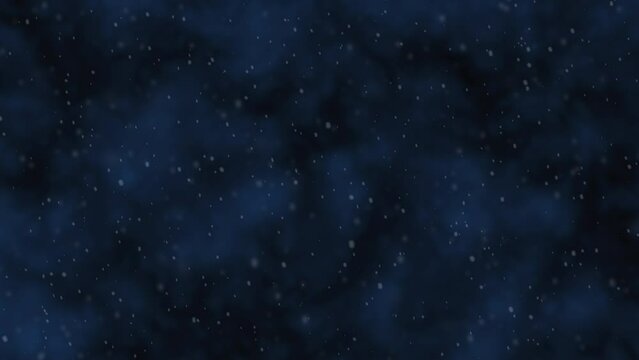 Snow Realistic falling on blue festive background .3D rendering. Stock animated graphic video of snow falling on three-dimensional modeling of blue background. space for text, copy space.