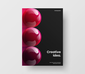 Multicolored company identity A4 vector design layout. Geometric realistic balls book cover illustration.