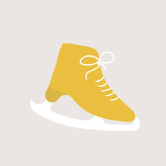Hand drawn ice skates icon in vector. Doodle ice skates icon in vector. Isolated doodle ice skates illustration in yellow color