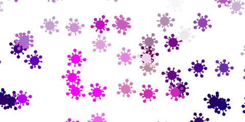 Light purple, pink vector texture with disease symbols.