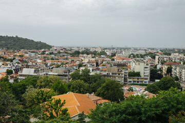 Fototapeta na wymiar View over the city of Plovdiv, Bulgaria, seen from the Nebet Tepe hill.