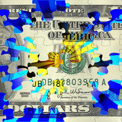 US dollar and puzzle pattern