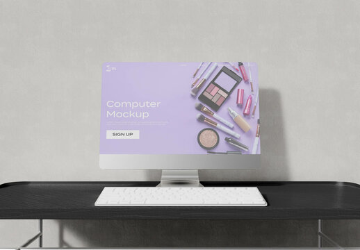 Computer on Desk Mockup