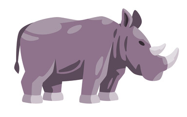 Rhinoceros rhino giant animal two with two horn with grey color cartoon illustration