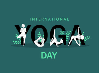 international yoga day, yoga body posture, Yoga Awareness Month, vector illustration, greeting cards, social media post, banner, poster, flyer, billboard